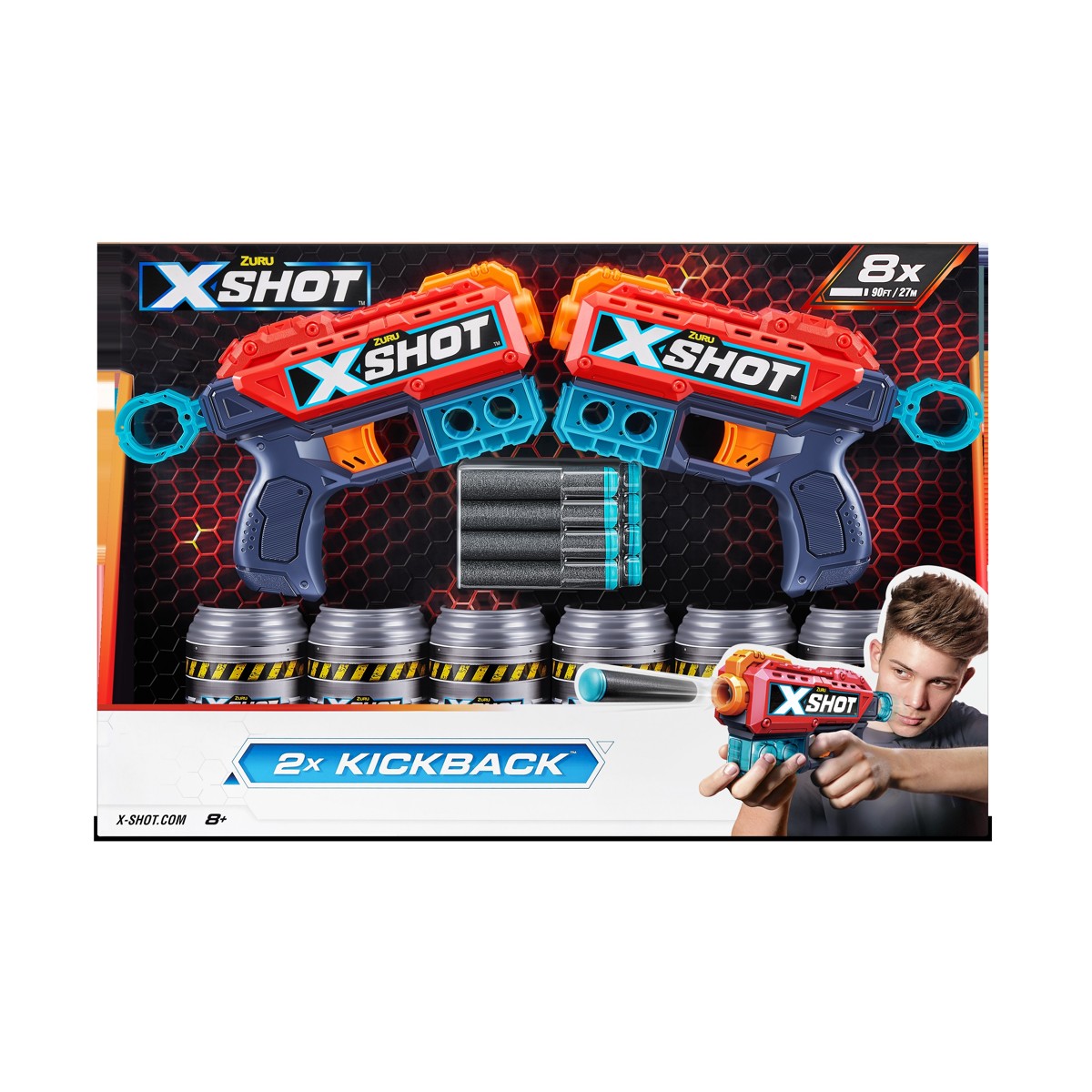 X-SHOT, puška, sa spužvastim mecima - Kickback (redizajn) , 2 kom - Image 3