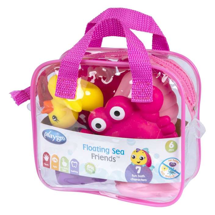 PLAYGRO morske životinje za kupanje, roze, 7 kom u torbi 187484