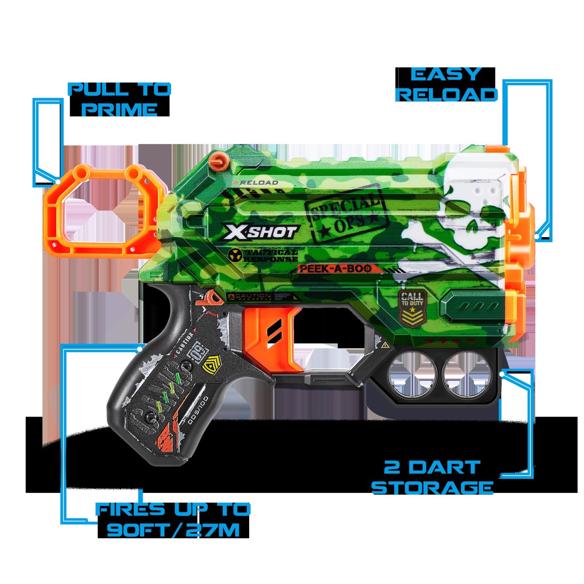 X-SHOT Skins, pištolj, sa spužvastim mecima - Manace - Image 4