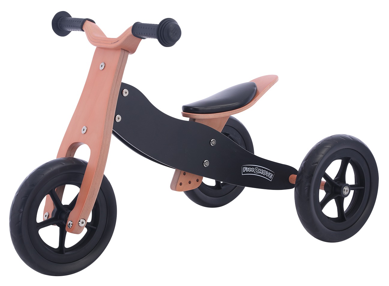 FREE 2 MOVE drveni tricikl bez pedala 2u1, Rider PLUS crni 42851