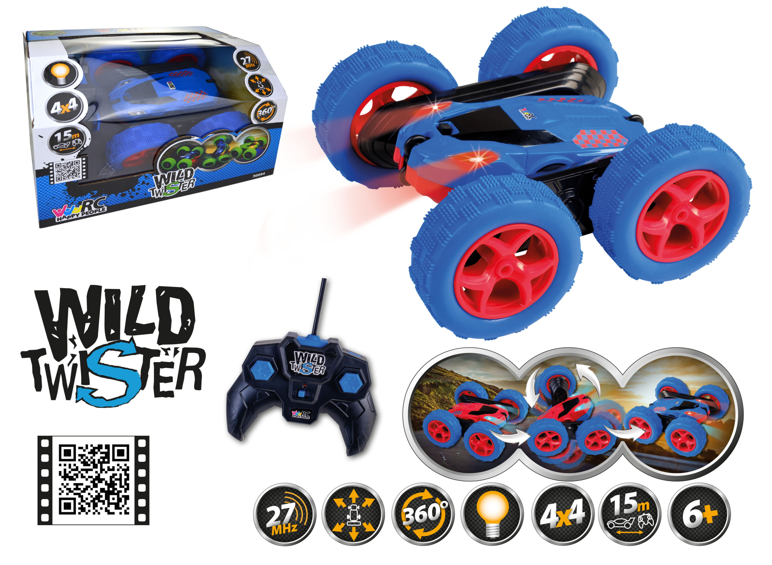 HAPPY PEOPLE auto na daljinsko upravljanje Wild Twister, 17 cm 30094