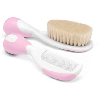 CHICCO češalj i četka prirodna dlaka pink 0656910